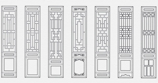 平舆常用中式仿古花窗图案隔断设计图